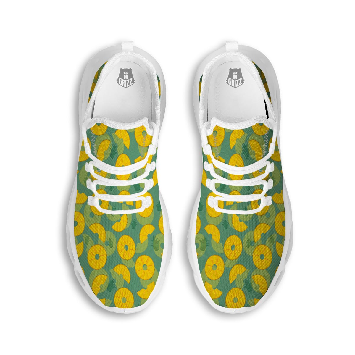 Pineapple Sliced Print Pattern White Running Shoes-grizzshop