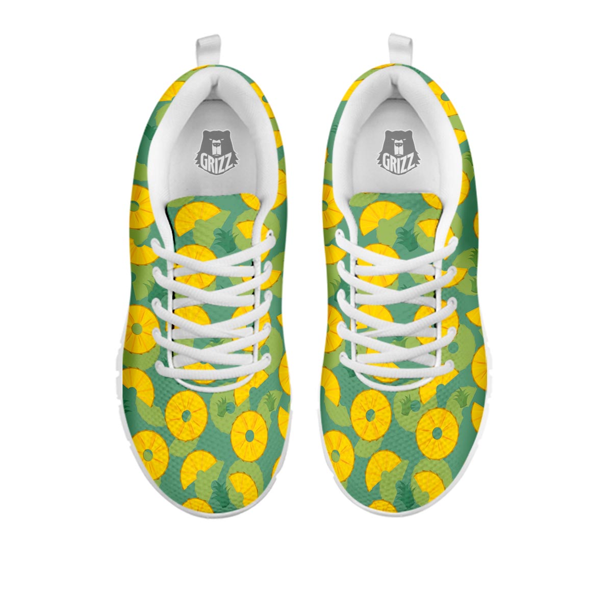 Pineapple Sliced Print Pattern White Sneaker-grizzshop