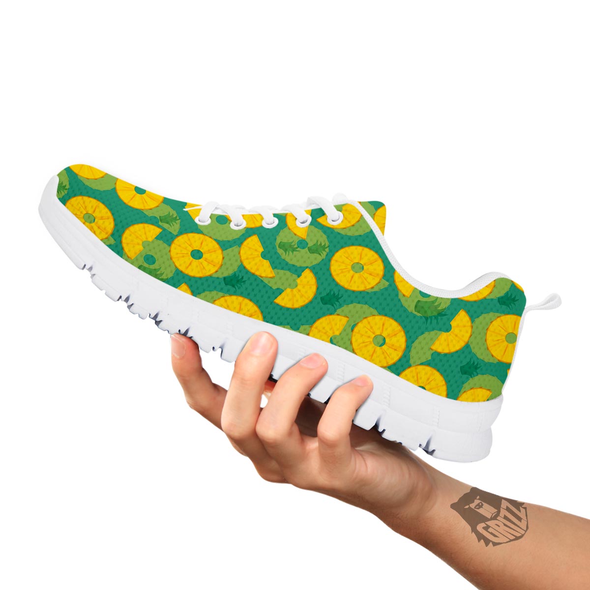 Pineapple Sliced Print Pattern White Sneaker-grizzshop