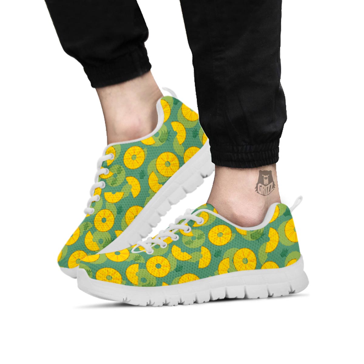Pineapple Sliced Print Pattern White Sneaker-grizzshop