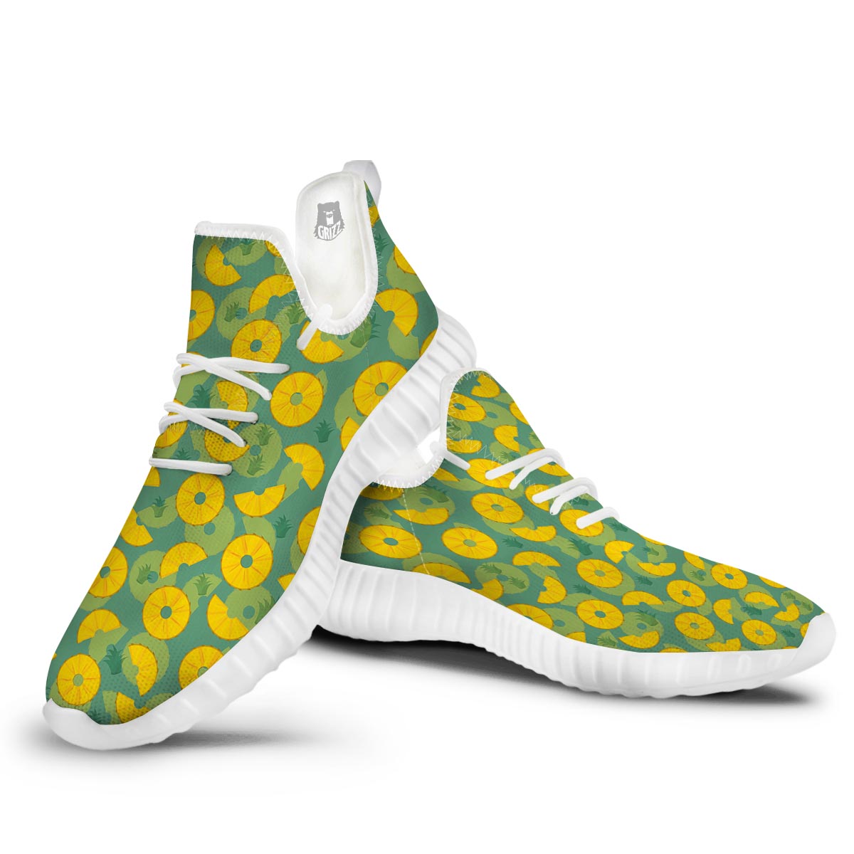 Pineapple Sliced Print Pattern White Walking Shoes-grizzshop