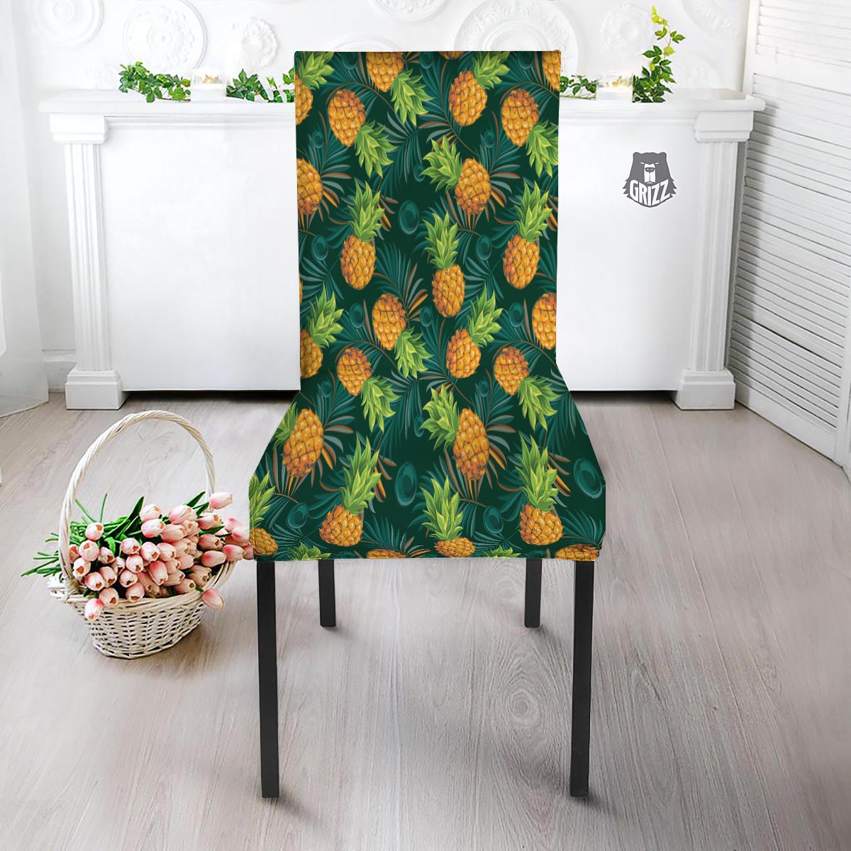 Pineapple Summer Print Pattern Dining Chair Slipcover-grizzshop