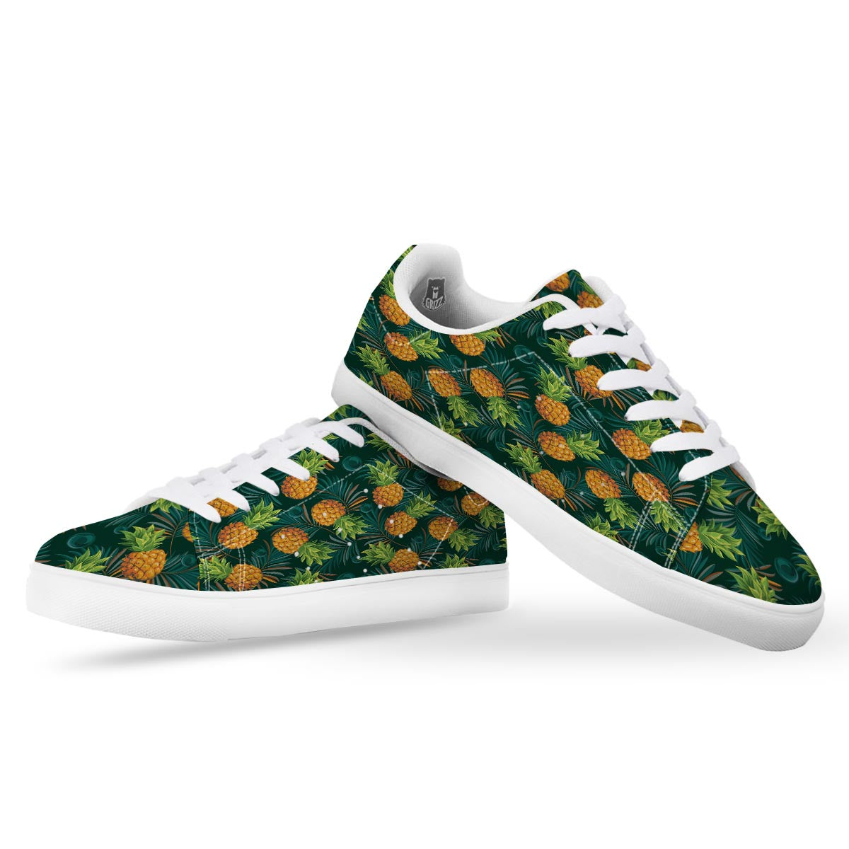 Pineapple Summer Print Pattern White Low Top Sneakers-grizzshop