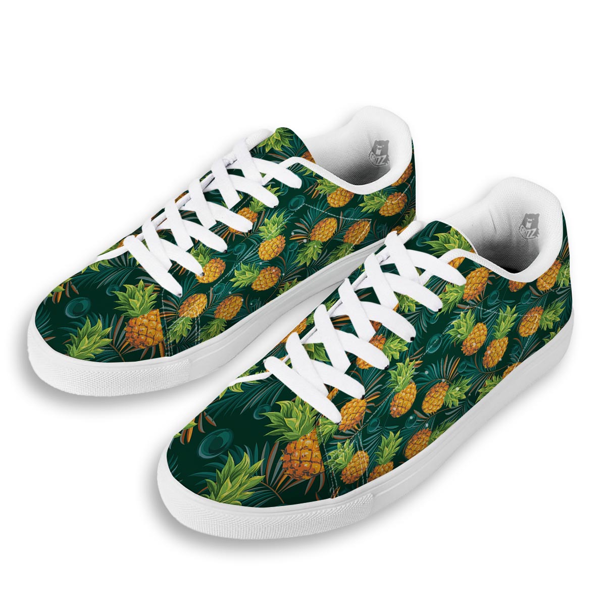Pineapple Summer Print Pattern White Low Top Sneakers-grizzshop