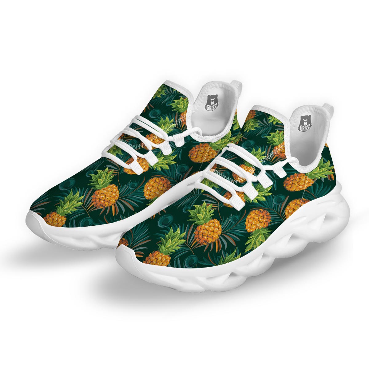 Pineapple Summer Print Pattern White Running Shoes-grizzshop