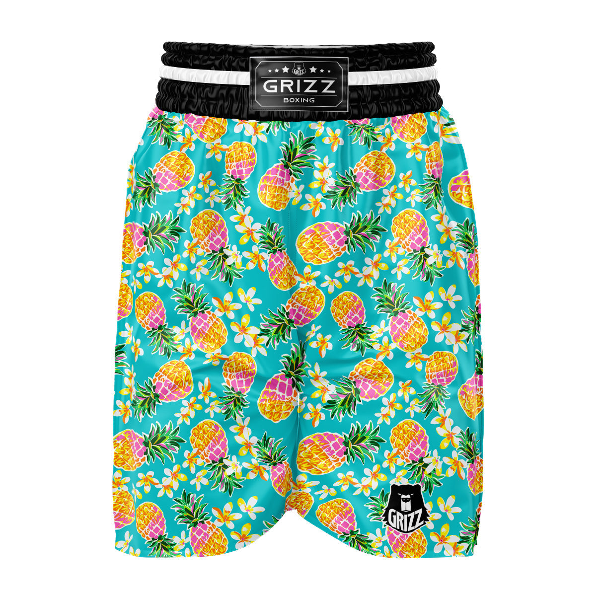 Pineapple Tropical Teal Print Pattern Boxing Shorts-grizzshop
