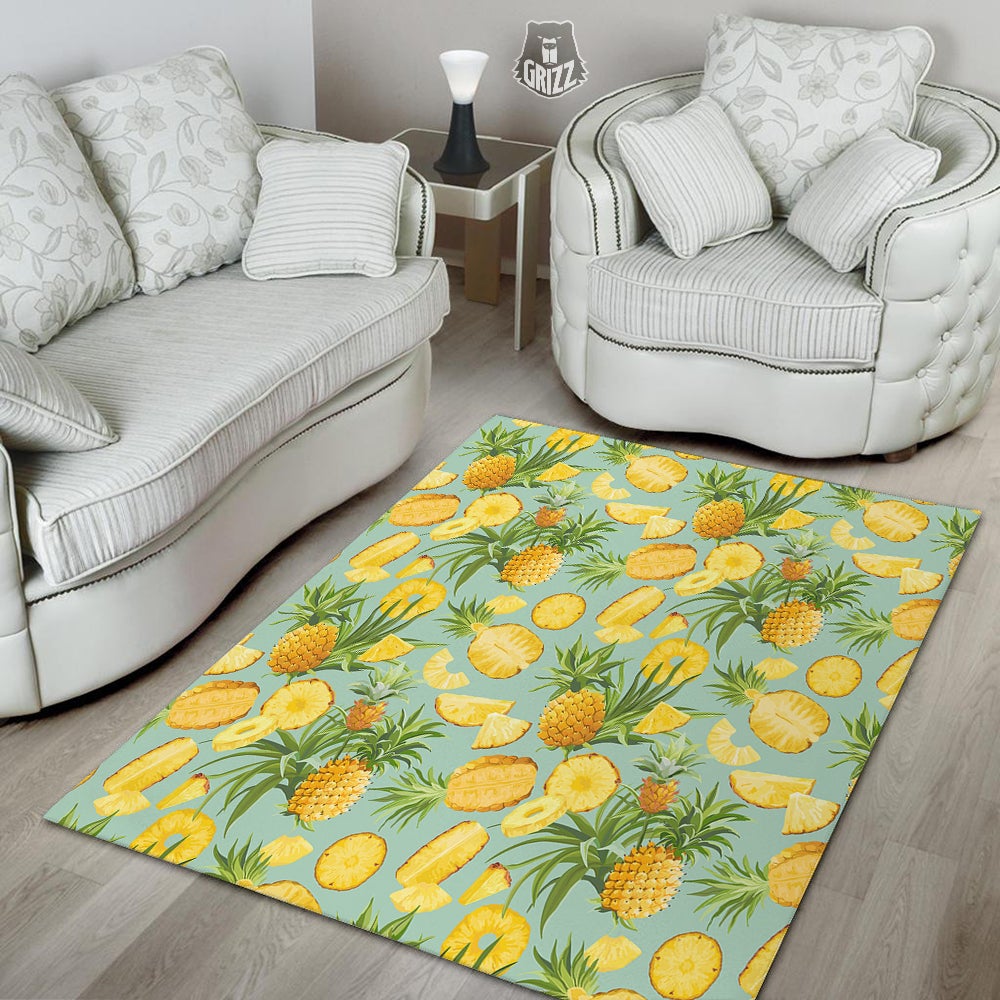 Pineapple Watercolor Print Pattern Floor Mat-grizzshop