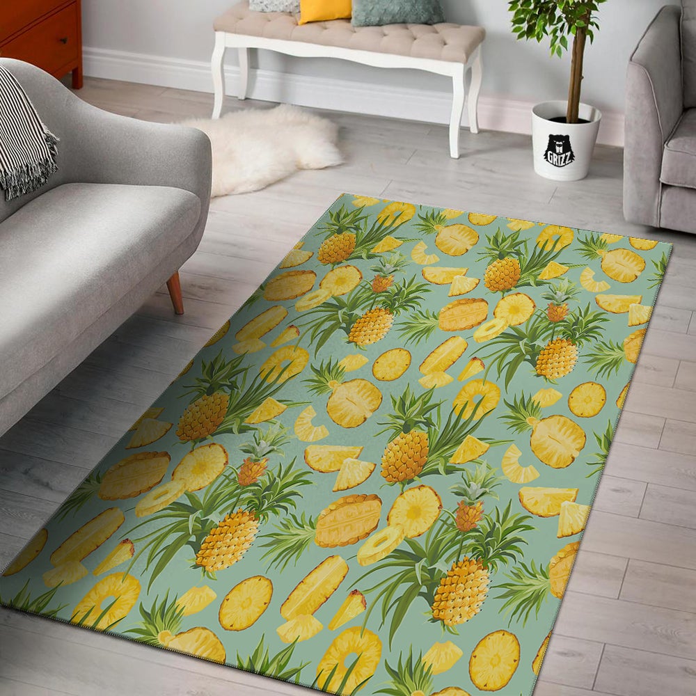 Pineapple Watercolor Print Pattern Floor Mat-grizzshop