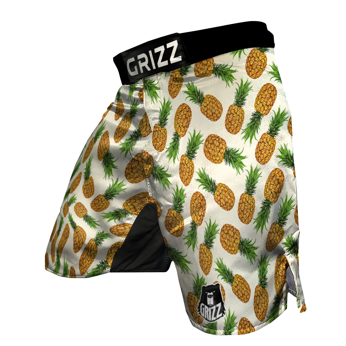 Pineapple White Print Pattern MMA Shorts-grizzshop