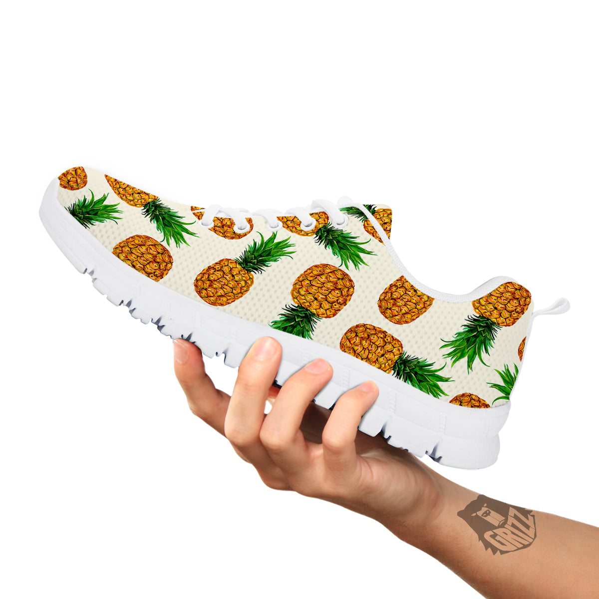 Pineapple White Print Pattern White Sneaker-grizzshop