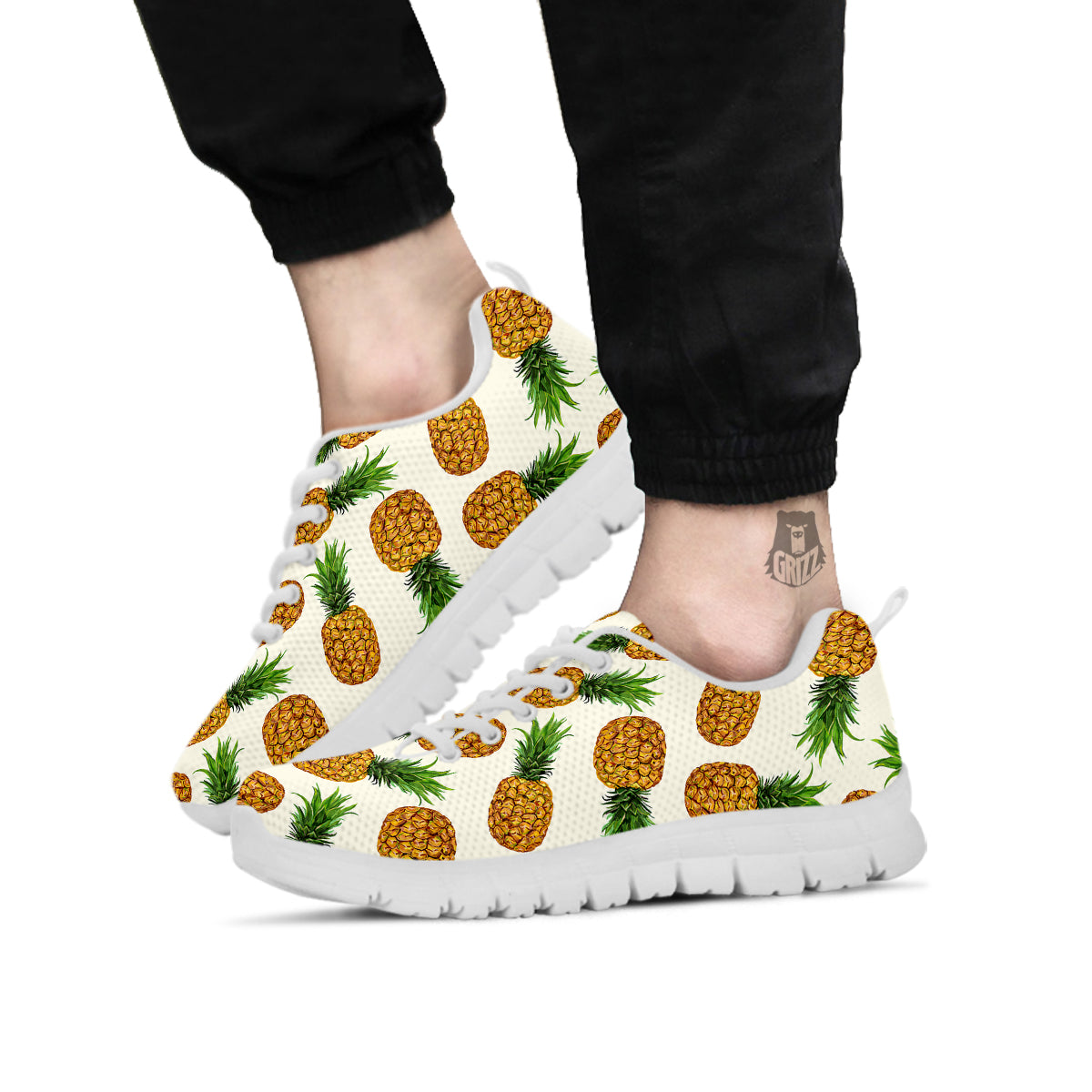 Pineapple White Print Pattern White Sneaker-grizzshop