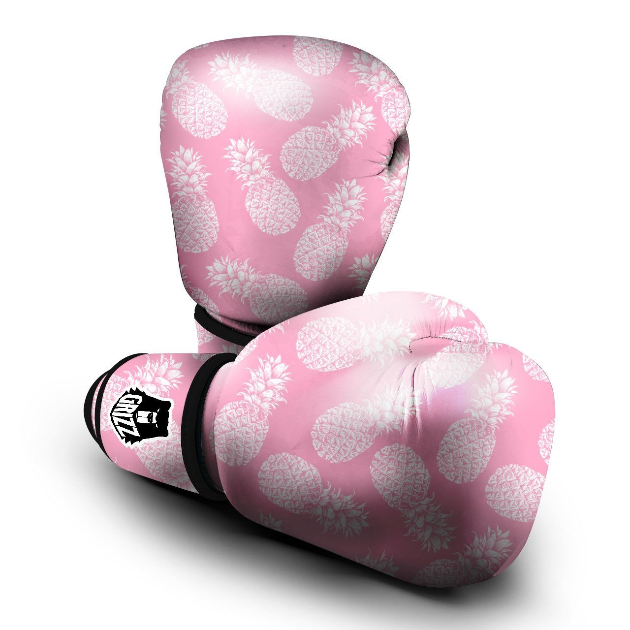 Pineapple White Summer Pink Print Pattern Boxing Gloves-grizzshop