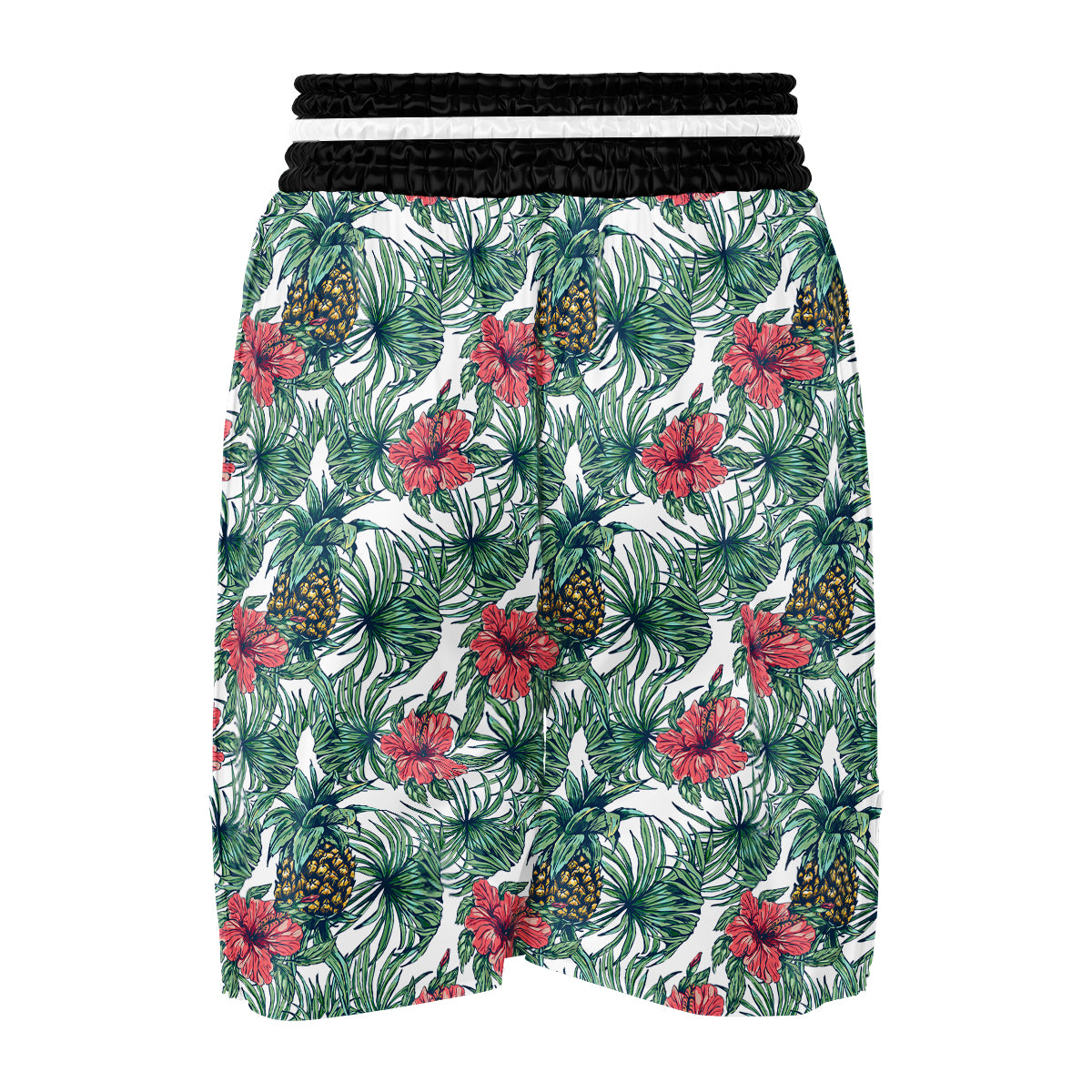 Pineapple White Tropical Print Pattern Boxing Shorts-grizzshop
