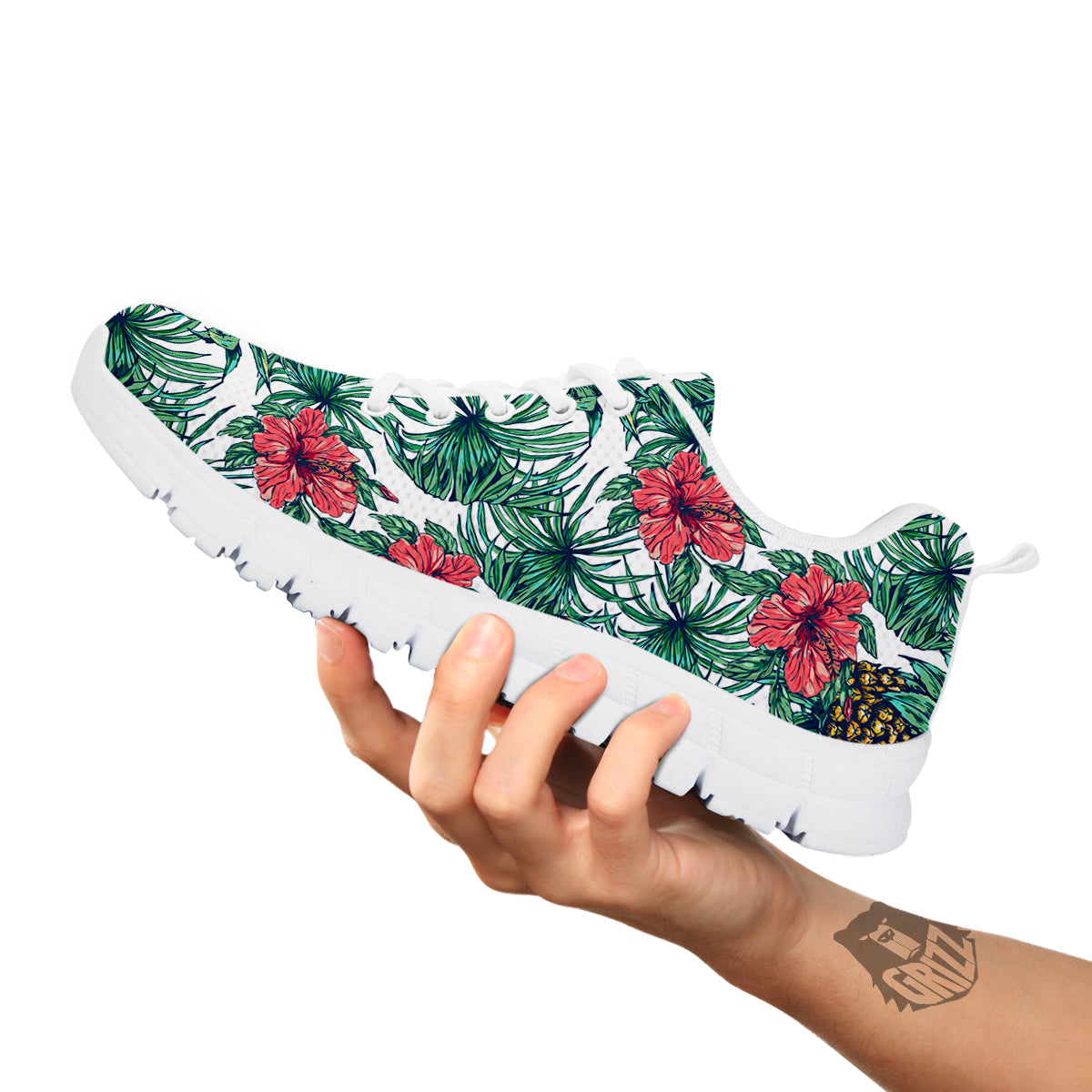 Pineapple White Tropical Print Pattern White Sneaker-grizzshop