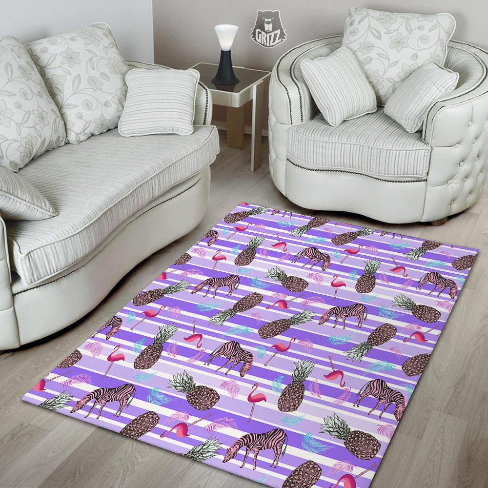 Pineapple Zebra Vintage Print Pattern Floor Mat-grizzshop