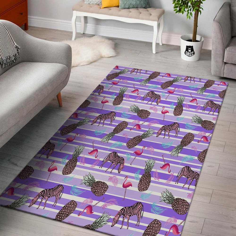 Pineapple Zebra Vintage Print Pattern Floor Mat-grizzshop