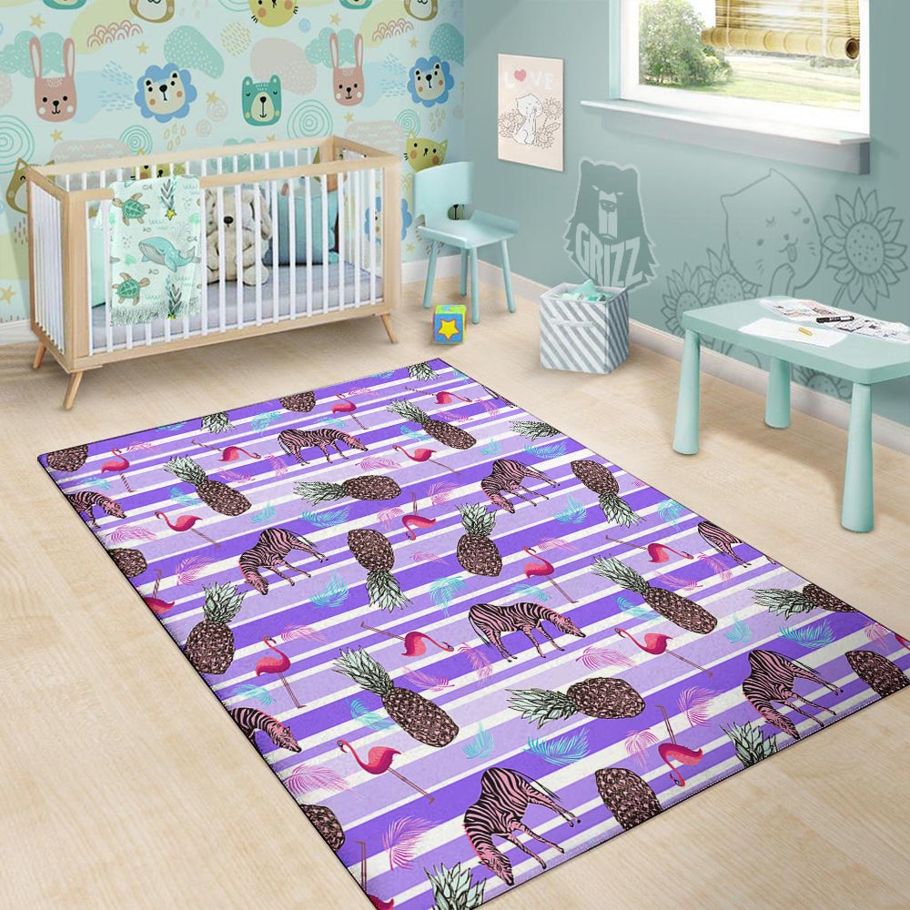 Pineapple Zebra Vintage Print Pattern Floor Mat-grizzshop