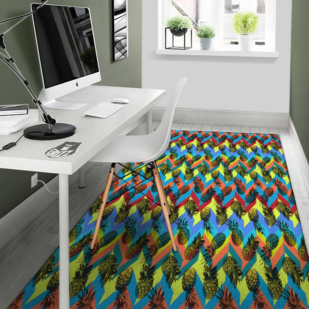 Pineapple Zigzag Print Pattern Floor Mat-grizzshop