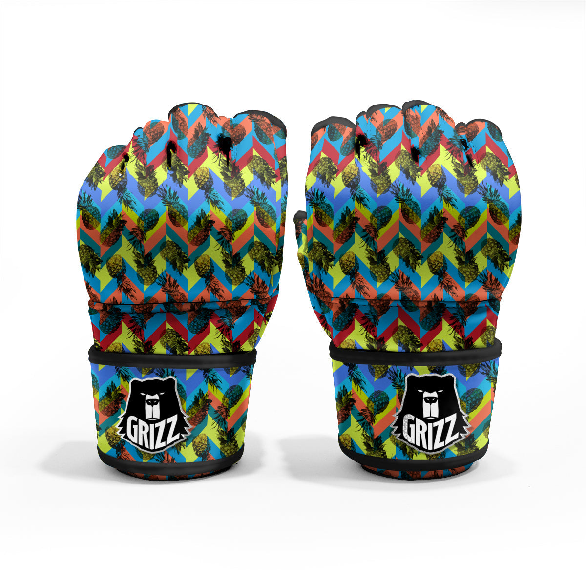 Pineapple Zigzag Print Pattern MMA Gloves-grizzshop