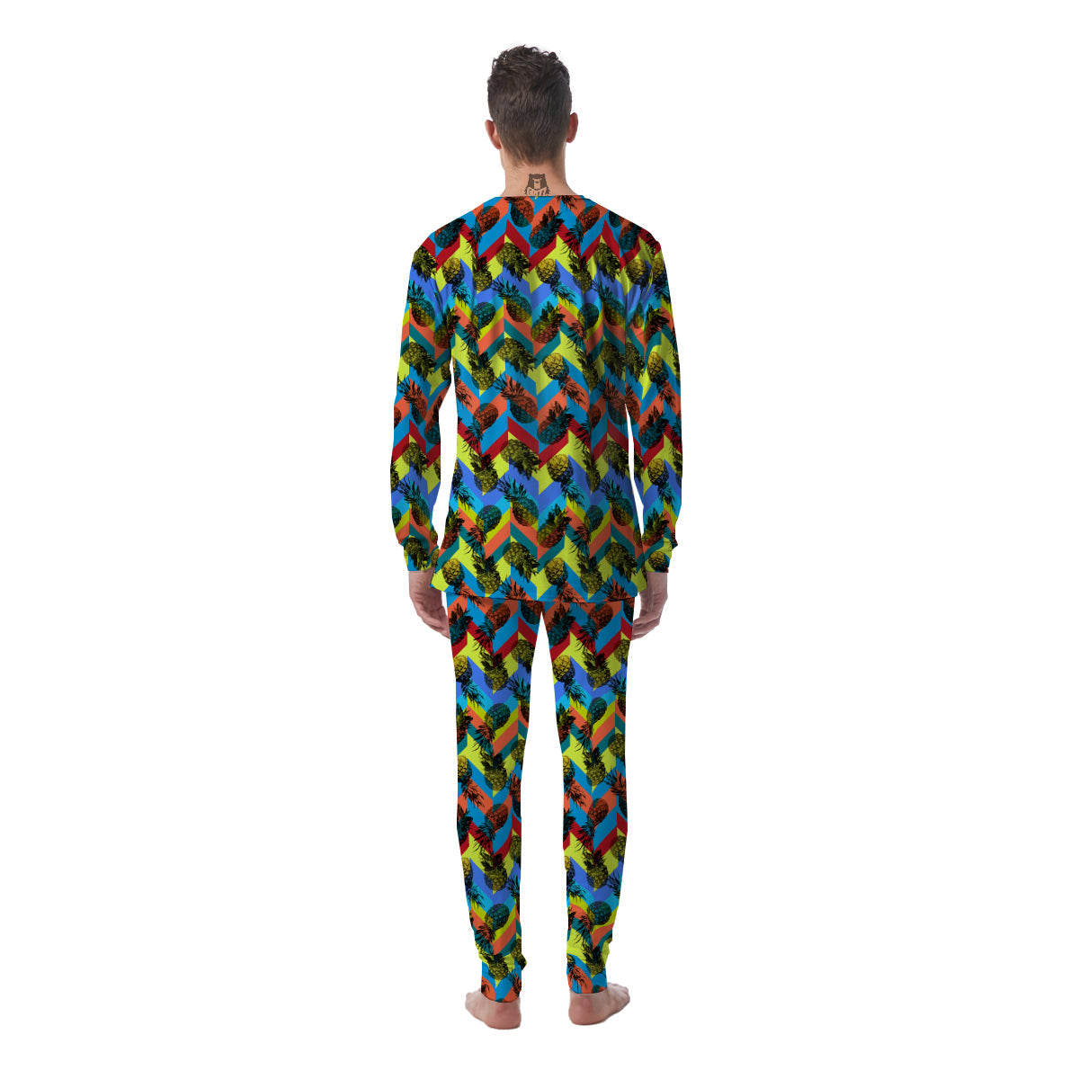 Pineapple Zigzag Print Pattern Men's Pajamas-grizzshop