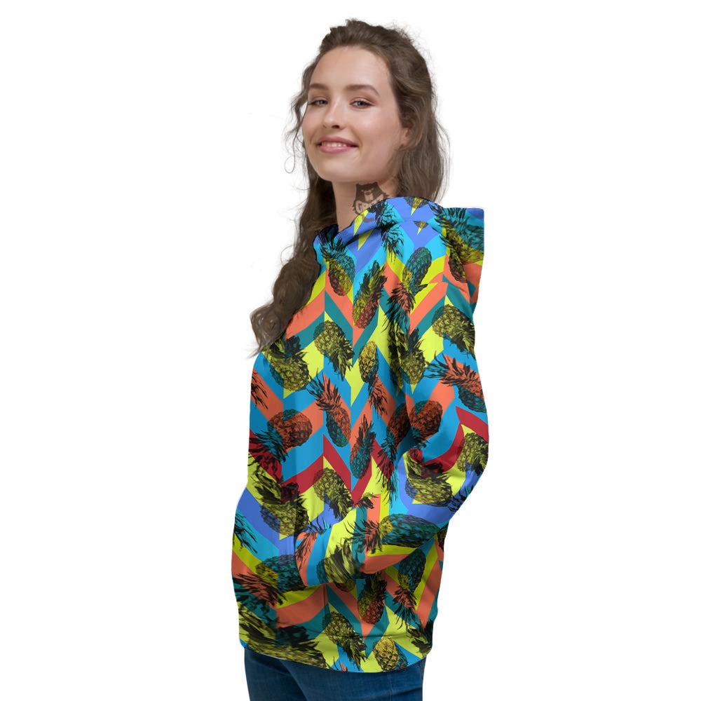 Pineapple Zigzag Print Pattern Women's Hoodie-grizzshop