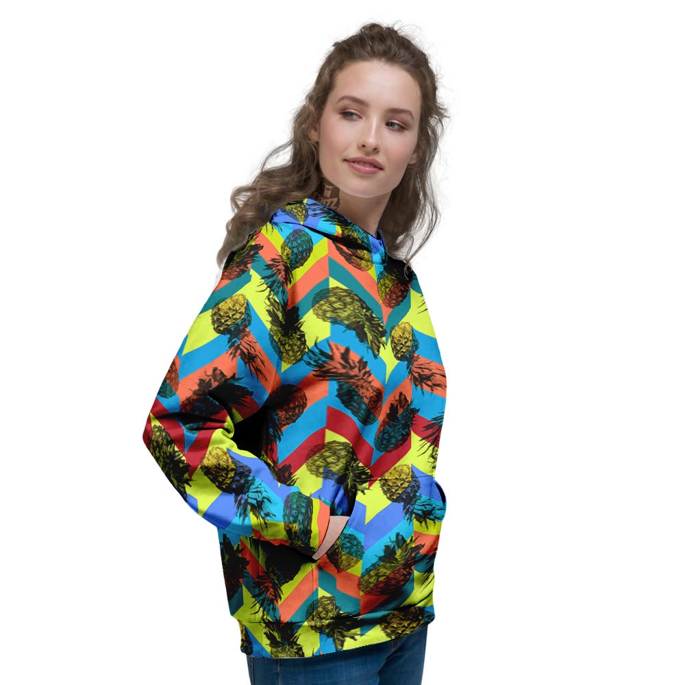 Pineapple Zigzag Print Pattern Women's Hoodie-grizzshop