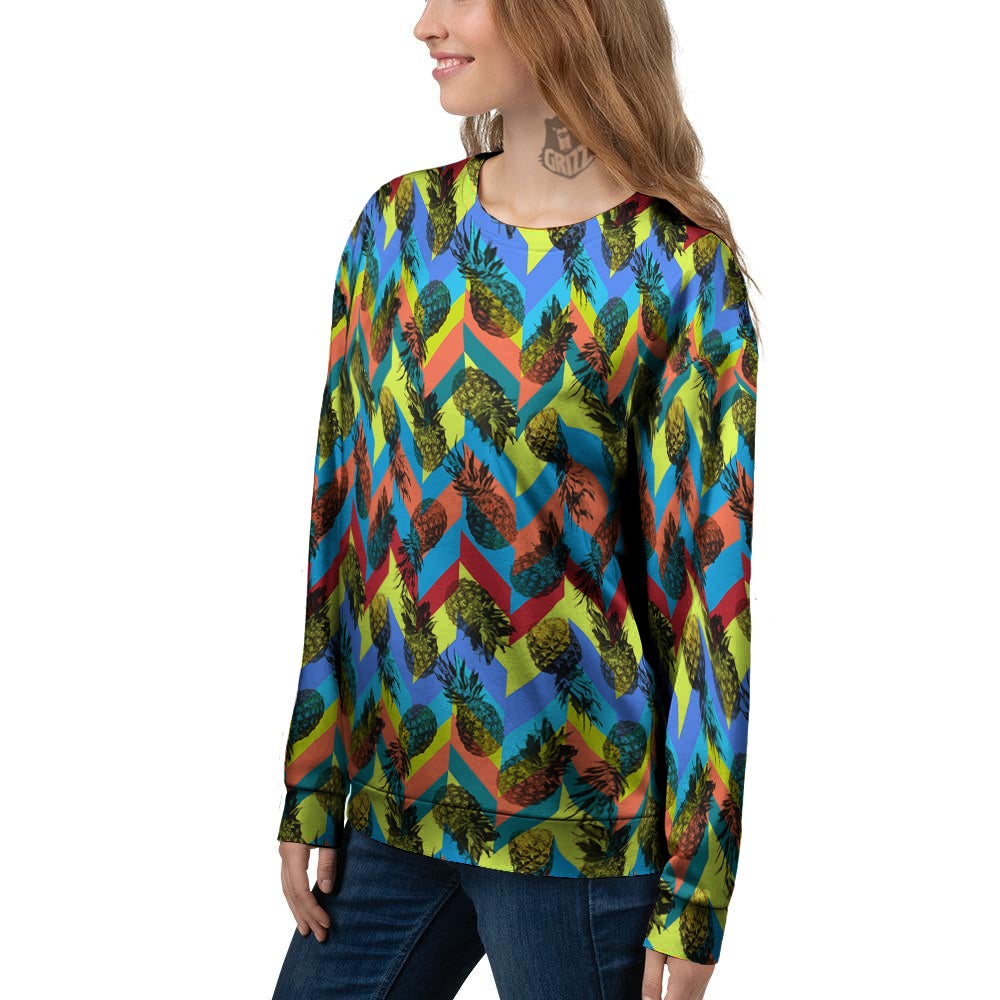 Pineapple Zigzag Print Pattern Women's Sweatshirt-grizzshop