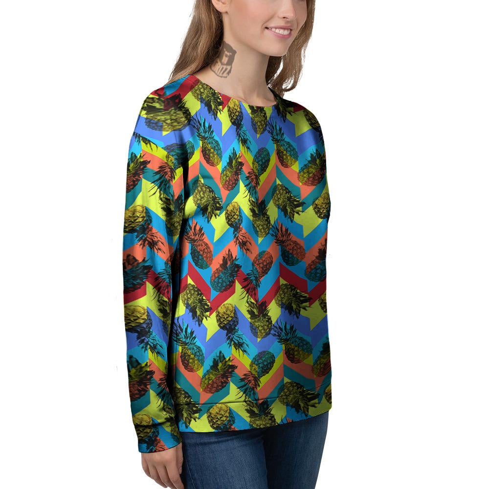 Pineapple Zigzag Print Pattern Women's Sweatshirt-grizzshop