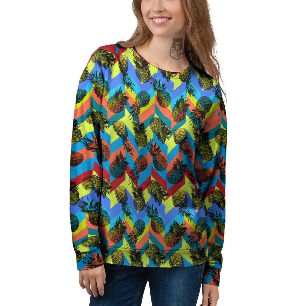 Pineapple Zigzag Print Pattern Women's Sweatshirt-grizzshop