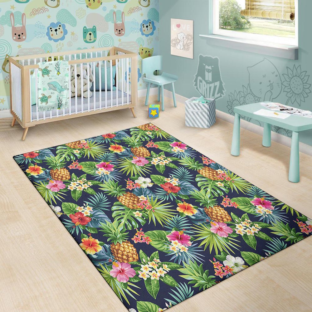 Pineapples Tropical Print Pattern Floor Mat-grizzshop