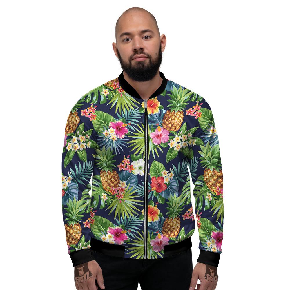 Pineapples Tropical Print Pattern Men's Bomber Jacket-grizzshop