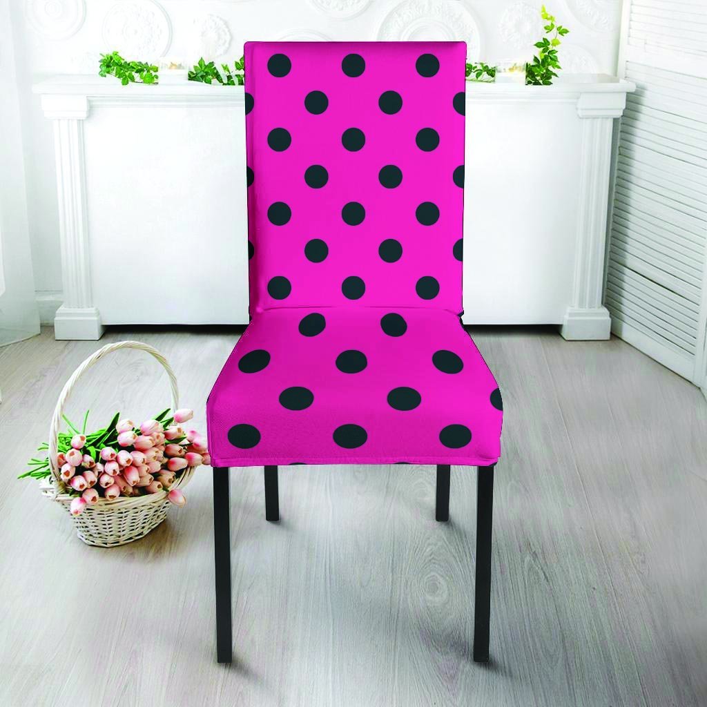 Pink And Black Polka Dot Chair Cover-grizzshop
