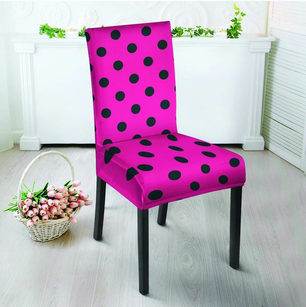 Pink And Black Polka Dot Chair Cover-grizzshop