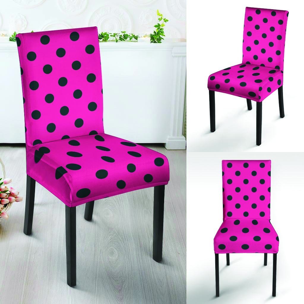Pink And Black Polka Dot Chair Cover-grizzshop