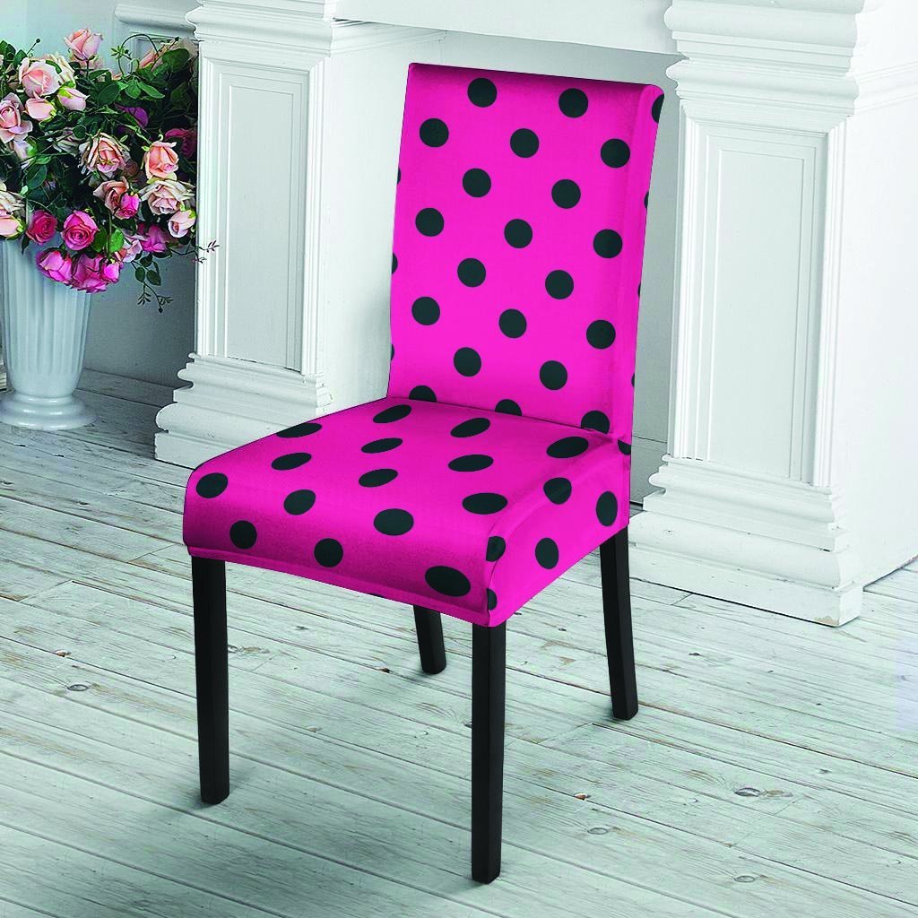 Pink And Black Polka Dot Chair Cover-grizzshop