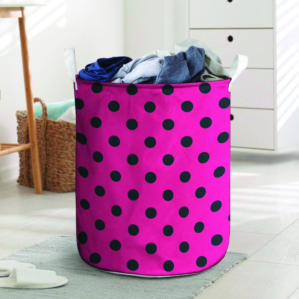 Brown And White Polka Dot Laundry Basket