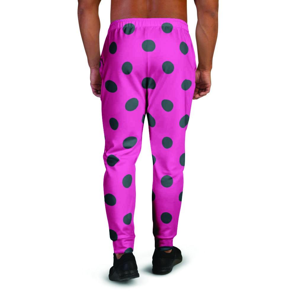Pink And Black Polka Dot Men's Joggers-grizzshop
