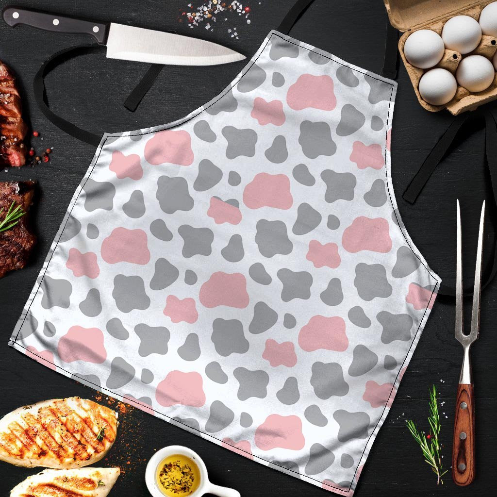 Pink And Grey Cow Print Men's Apron-grizzshop