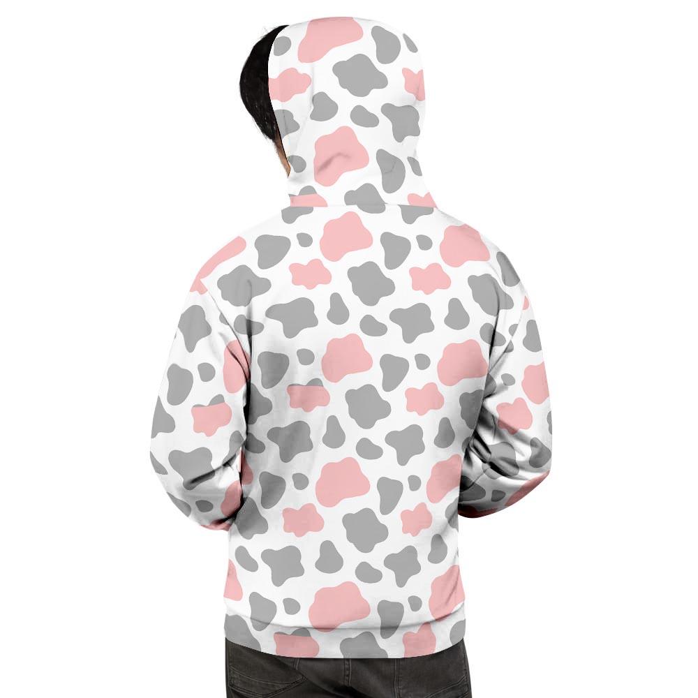 Pink And Grey Cow Print Men's Hoodie-grizzshop