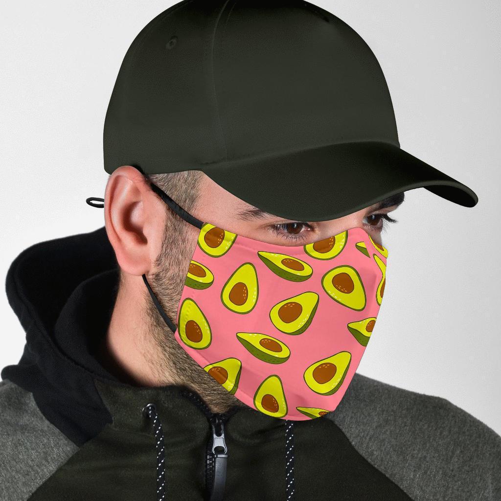 Pink Avocado Patttern Print Face Mask-grizzshop