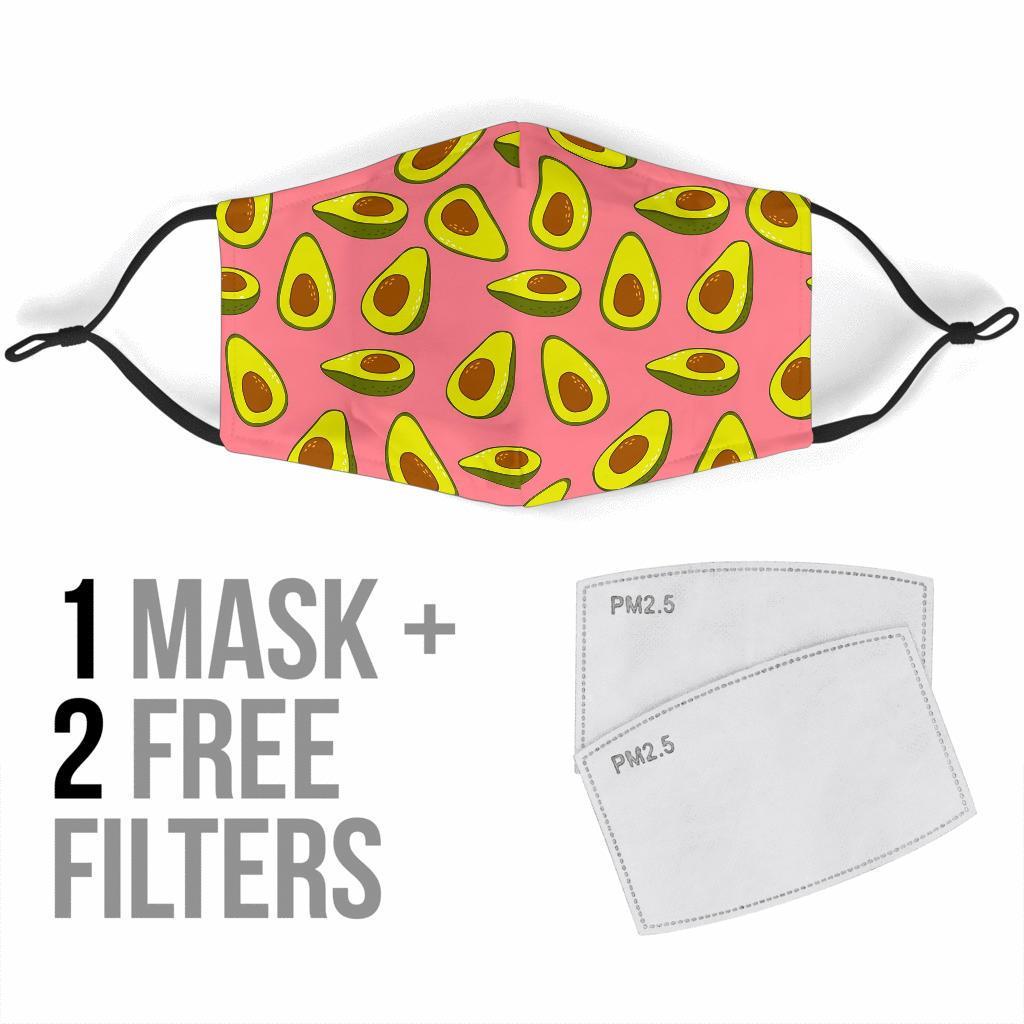 Pink Avocado Patttern Print Face Mask-grizzshop