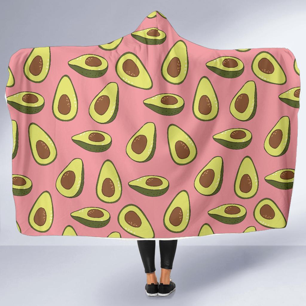 Pink Avocado Patttern Print Hooded Blanket-grizzshop