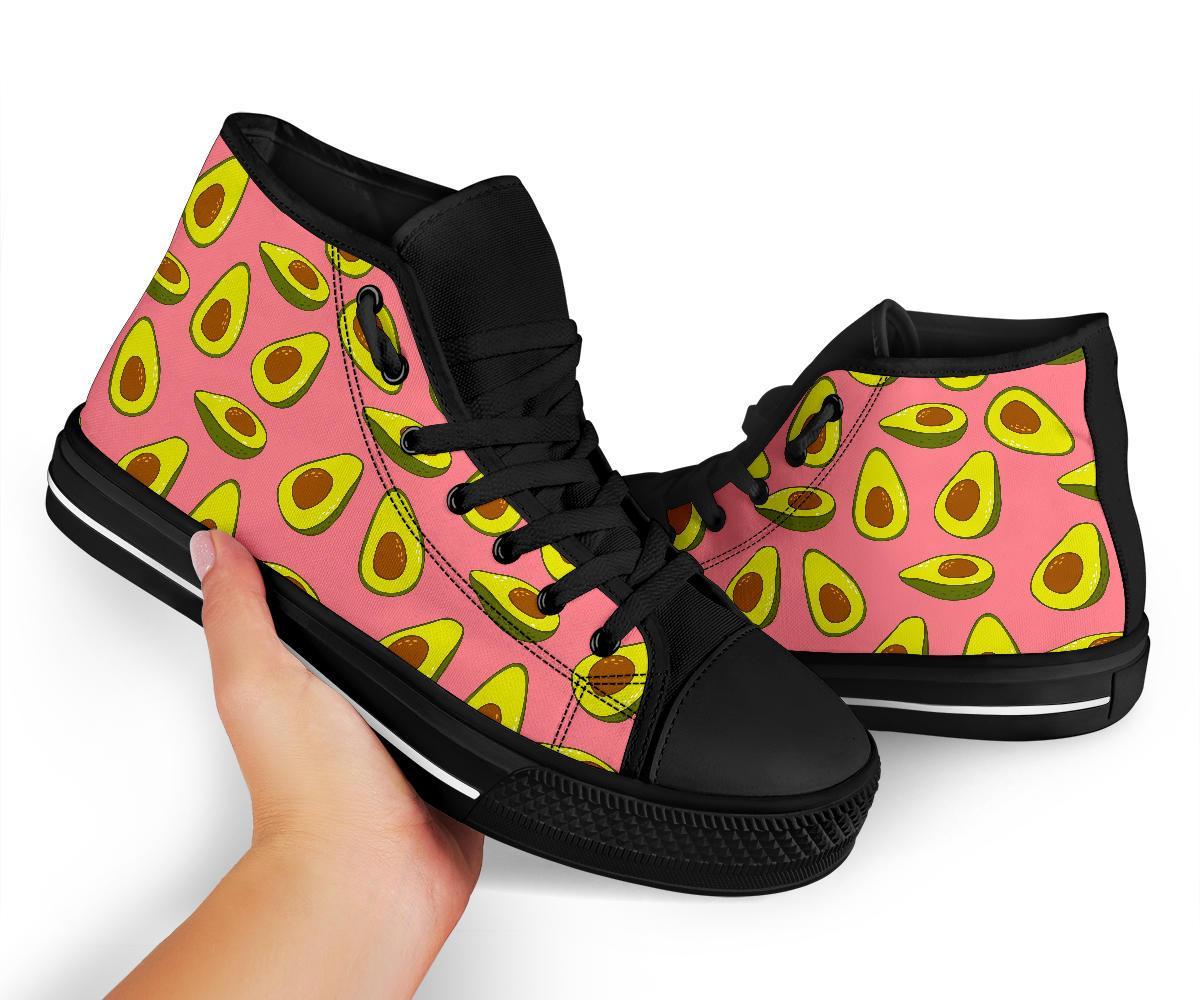 Pink Avocado Patttern Print Men Women's High Top Shoes-grizzshop