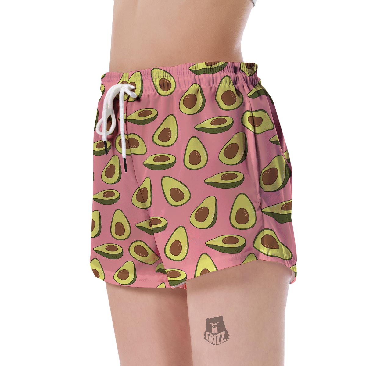 Pink Avocado Patttern Print Women's Shorts-grizzshop