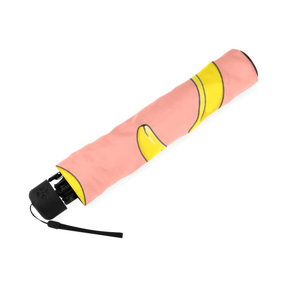 Pink Banana Pattern Print Foldable Umbrella-grizzshop