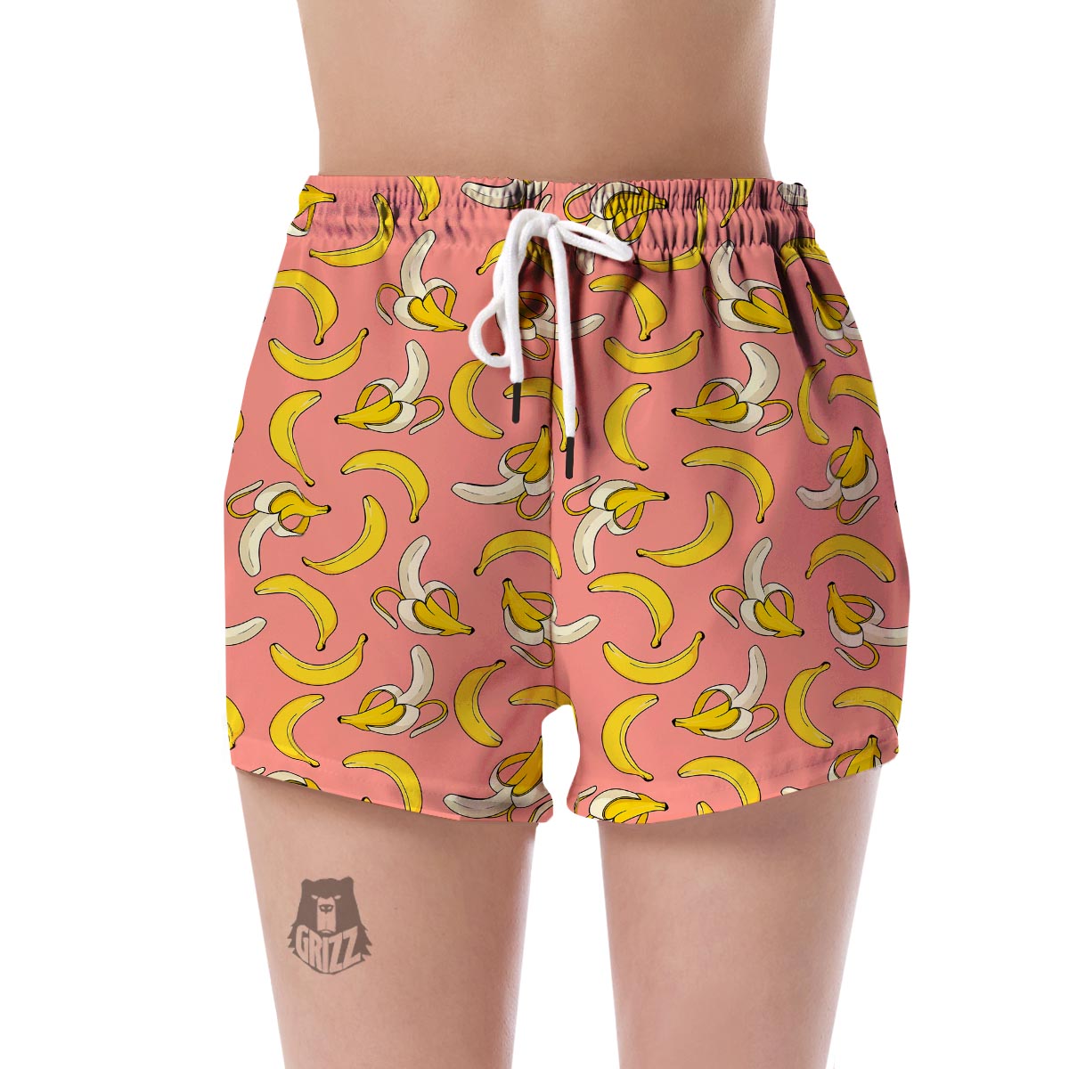 Pink Banana Pattern Print Women's Shorts-grizzshop