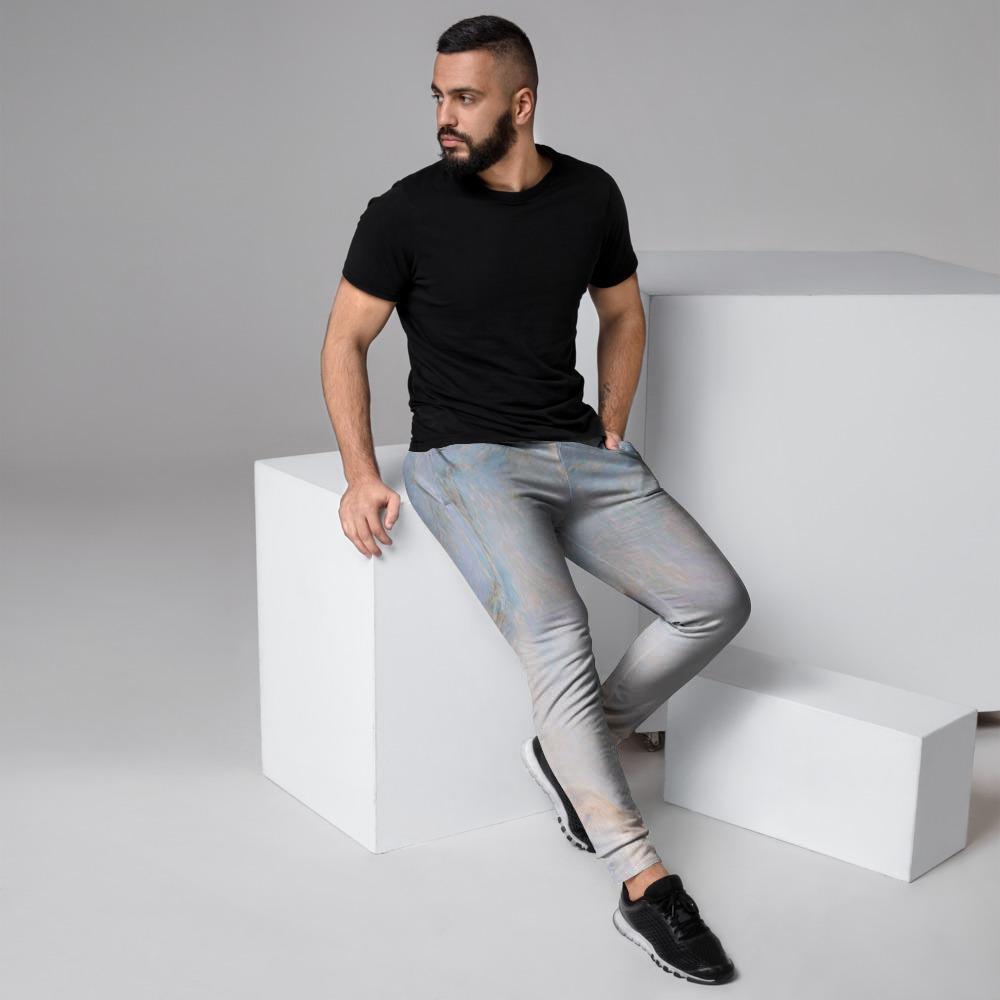 Pink Beige Marble Men's Joggers-grizzshop