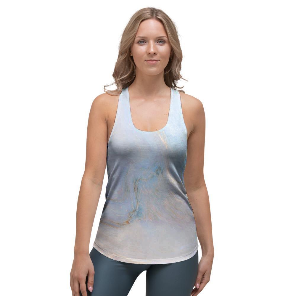 Pink Beige Marble Women's Racerback Tank Top-grizzshop