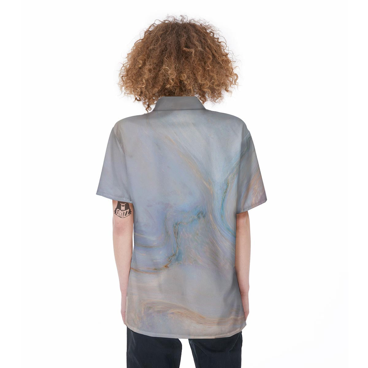 Pink Beige Marble Women's Short Sleeve Shirts-grizzshop