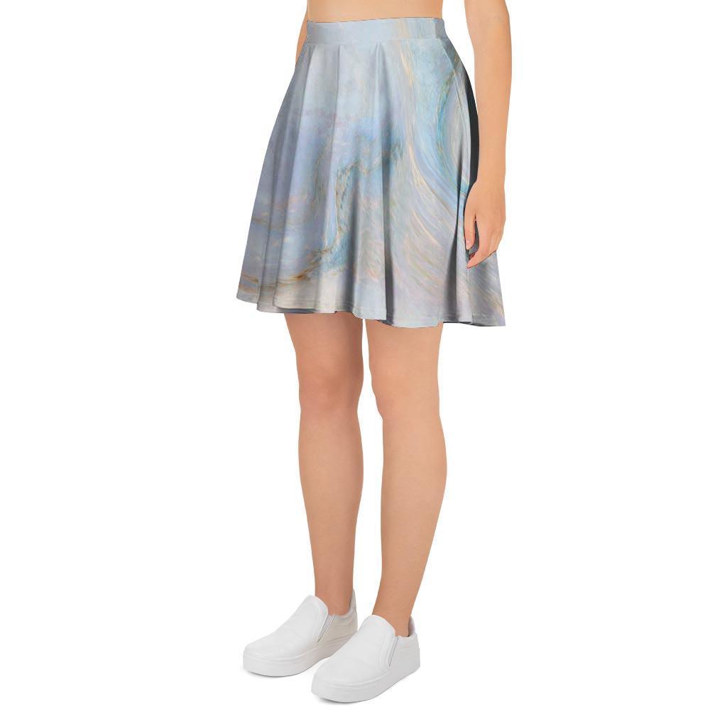 Pink Beige Marble Women's Skirt-grizzshop